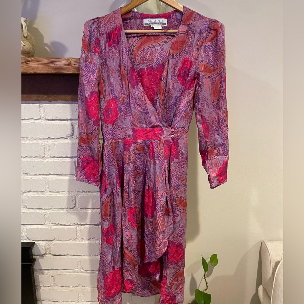 Vibrant Paisley Midi Dress in Pink and Purple